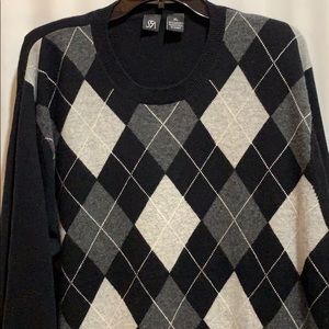 SFA CASHMERE SWEATER ARGYLE BLACK/GRAY SZ XL